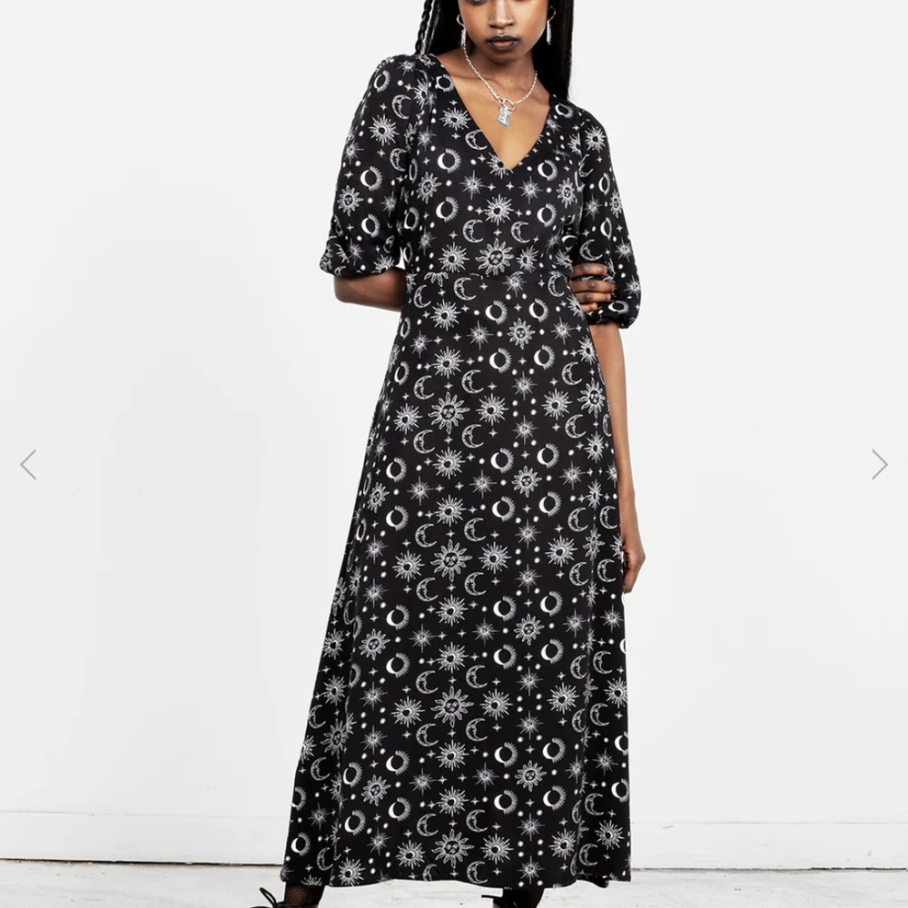 Black Celestial Print Maxi Dress